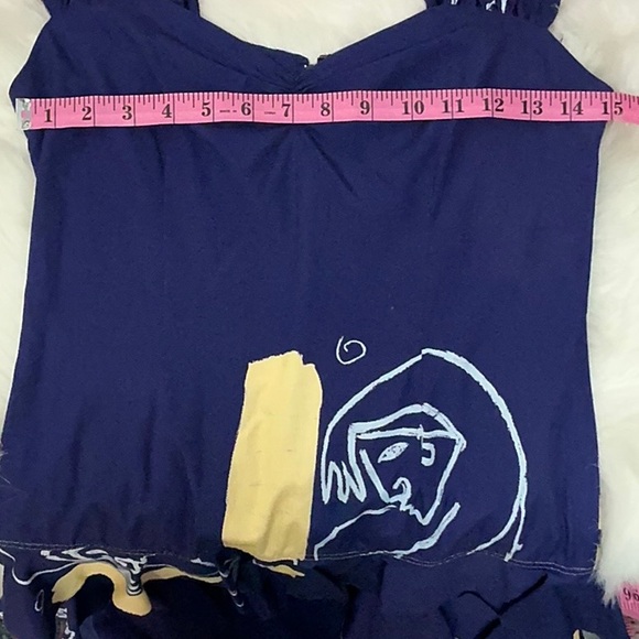 Nicole Miller “Limited Quantities” collection sz 2 4 tiered Dress blue abstract - Picture 10 of 10